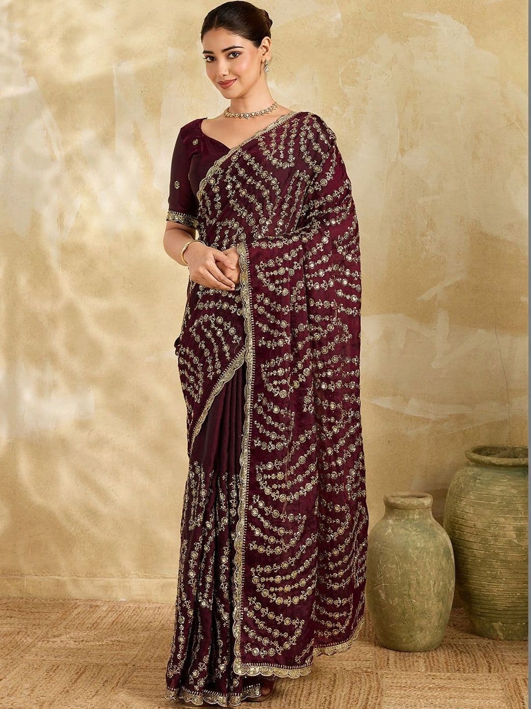 Elite Fashion Floral Embroidered Silk Blend Designer Saree - view 1