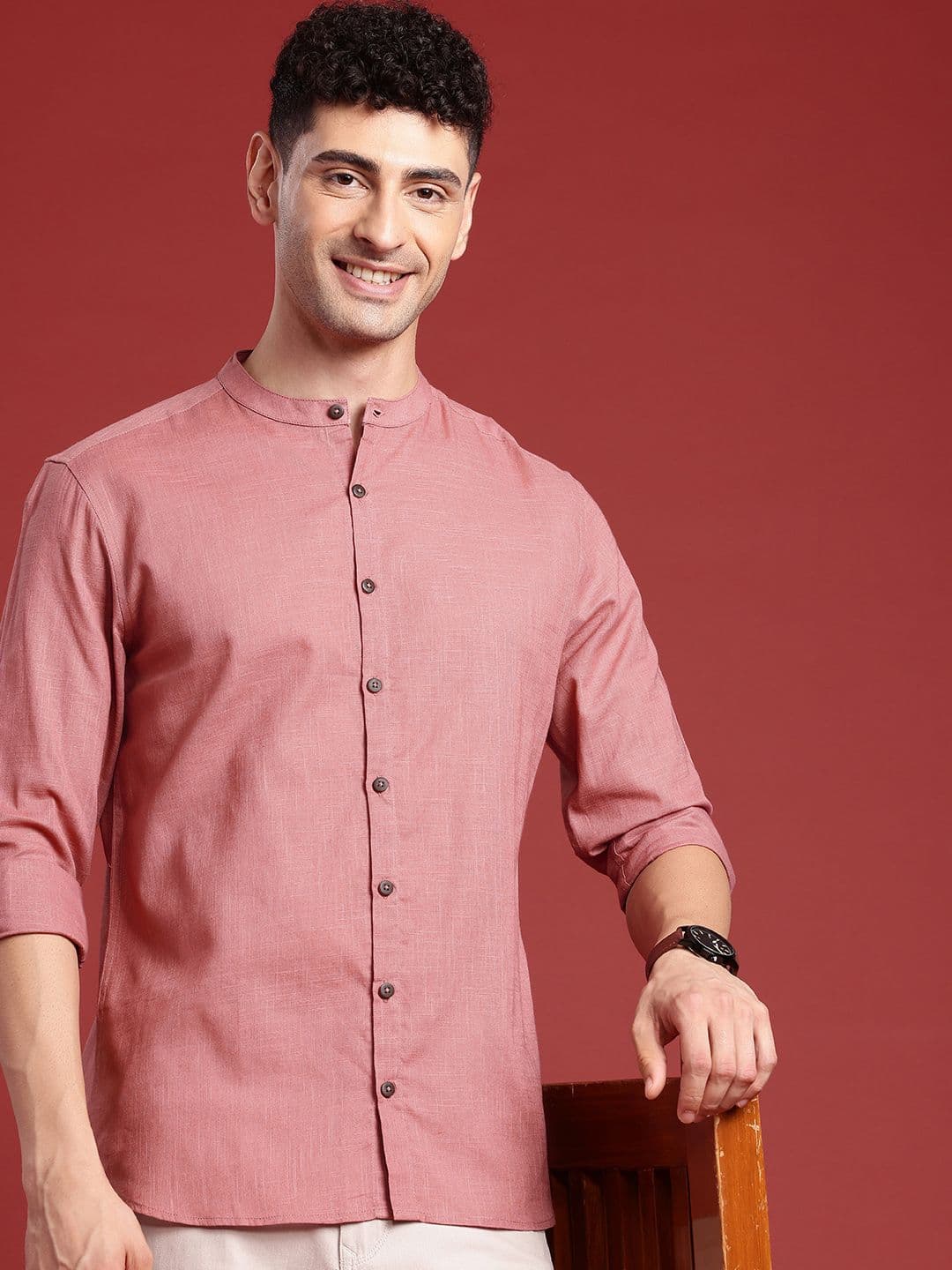 Anouk Men Standard Mandarin Collar Casual Shirt - view 1