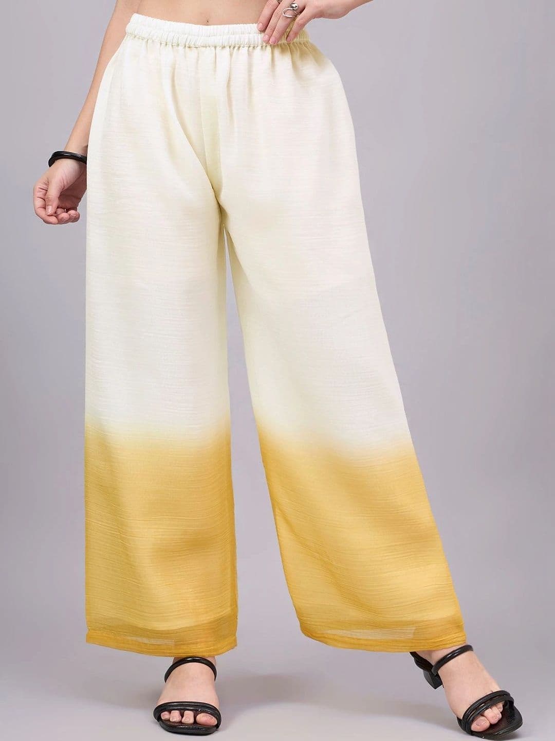 JDS LIFESTYLE Women Colourblocked Knitted Georgette Ethnic Palazzos - view 1
