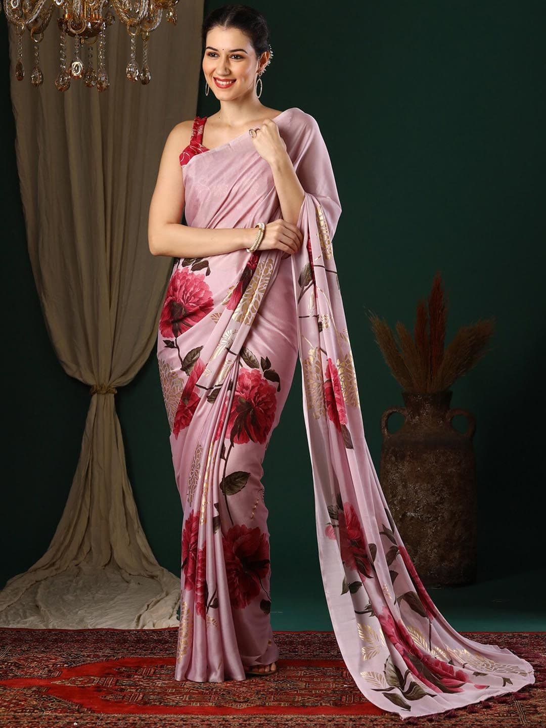 Anouk Floral Printed Pure Georgette Saree - view 1