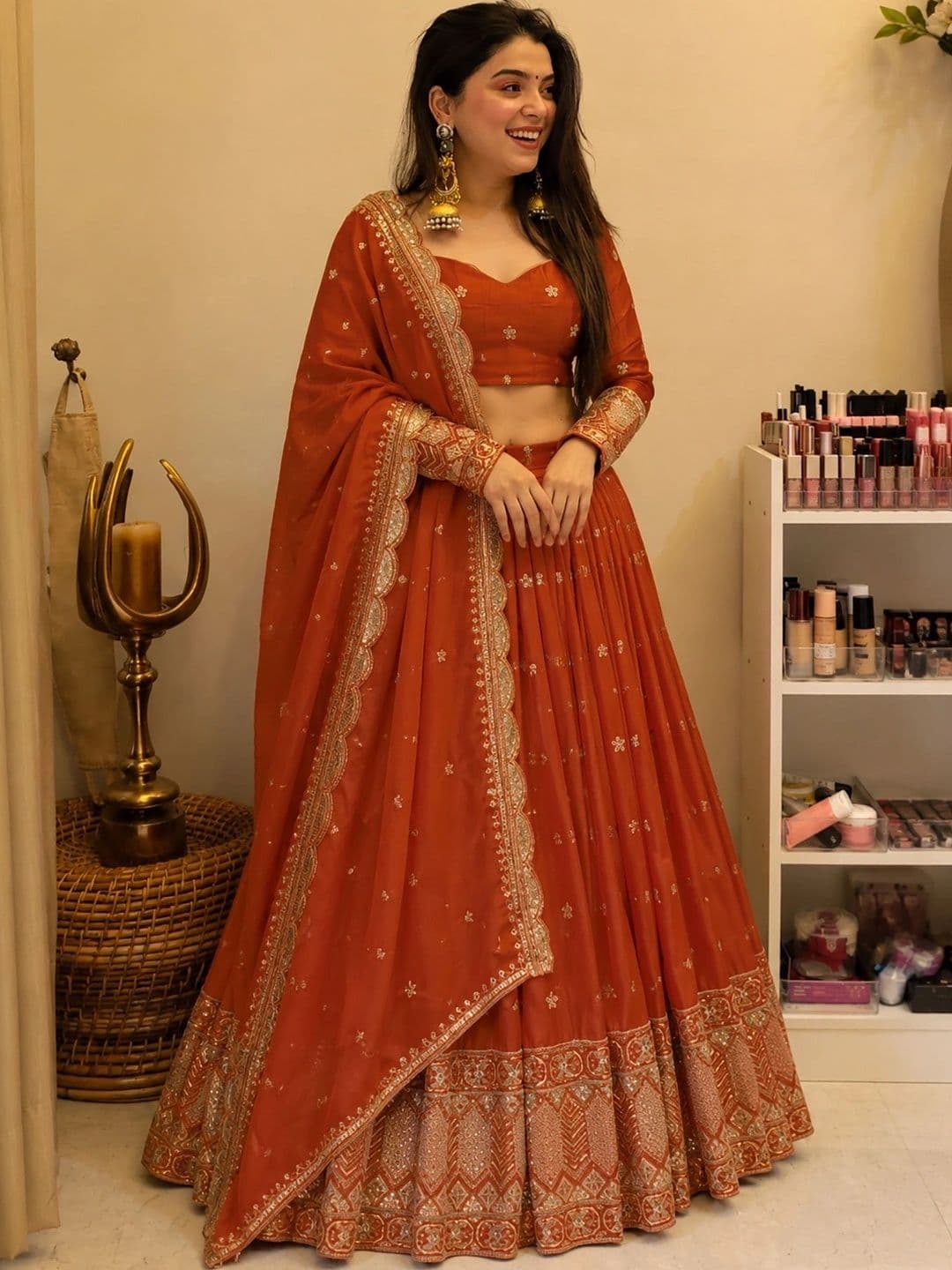 Moda Rapido Embellished Semi-Stitched Lehenga & Unstitched Blouse Taping - view 1
