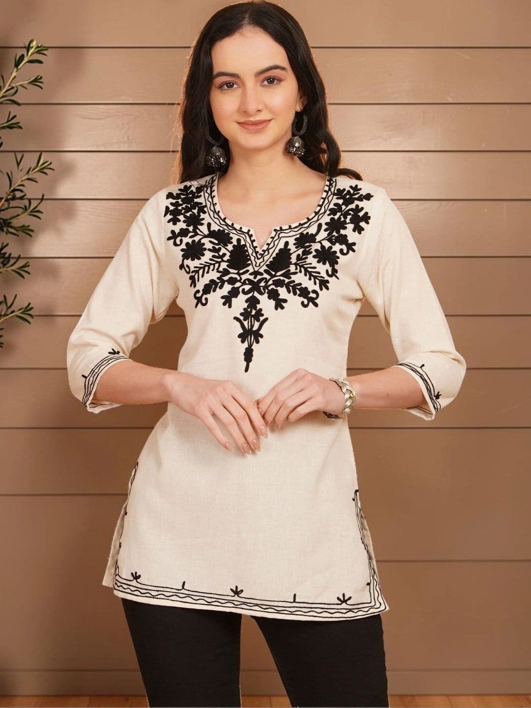 Moda Rapido Women Embroidered Thread Work Khadi Kurta - view 1