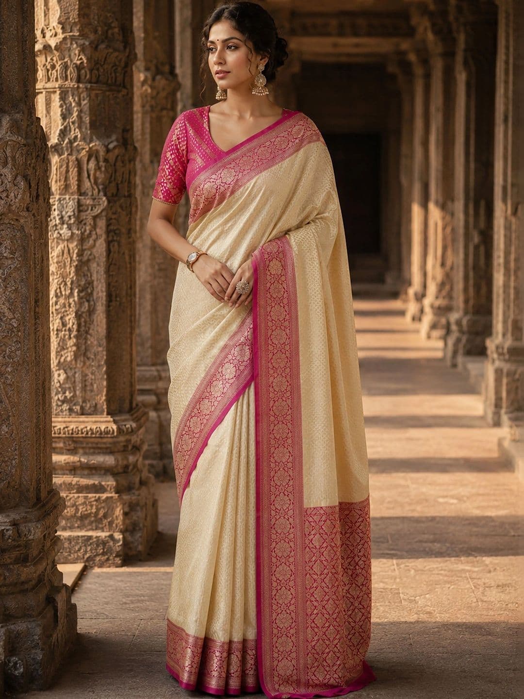 Moda Rapido Woven Design Zari Silk Blend Designer Banarasi Saree - view 1