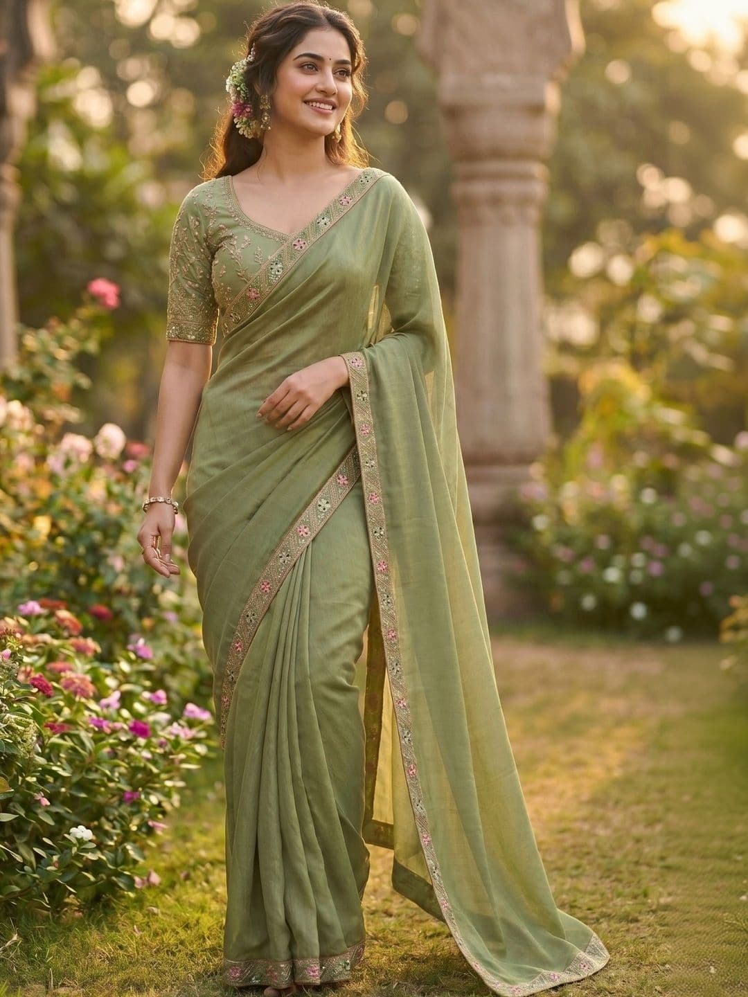 RANGVYRA LIFESTYLE Embroidered Pure Georgette Saree - view 1