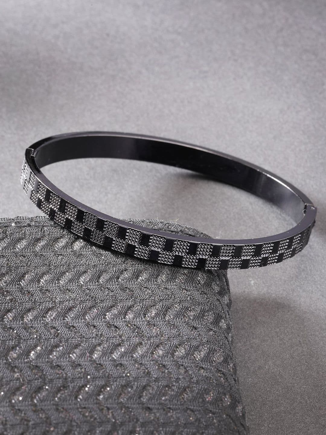 Anouk Men Stainless Steel Rhodium-Plated Kada Bracelet - view 1