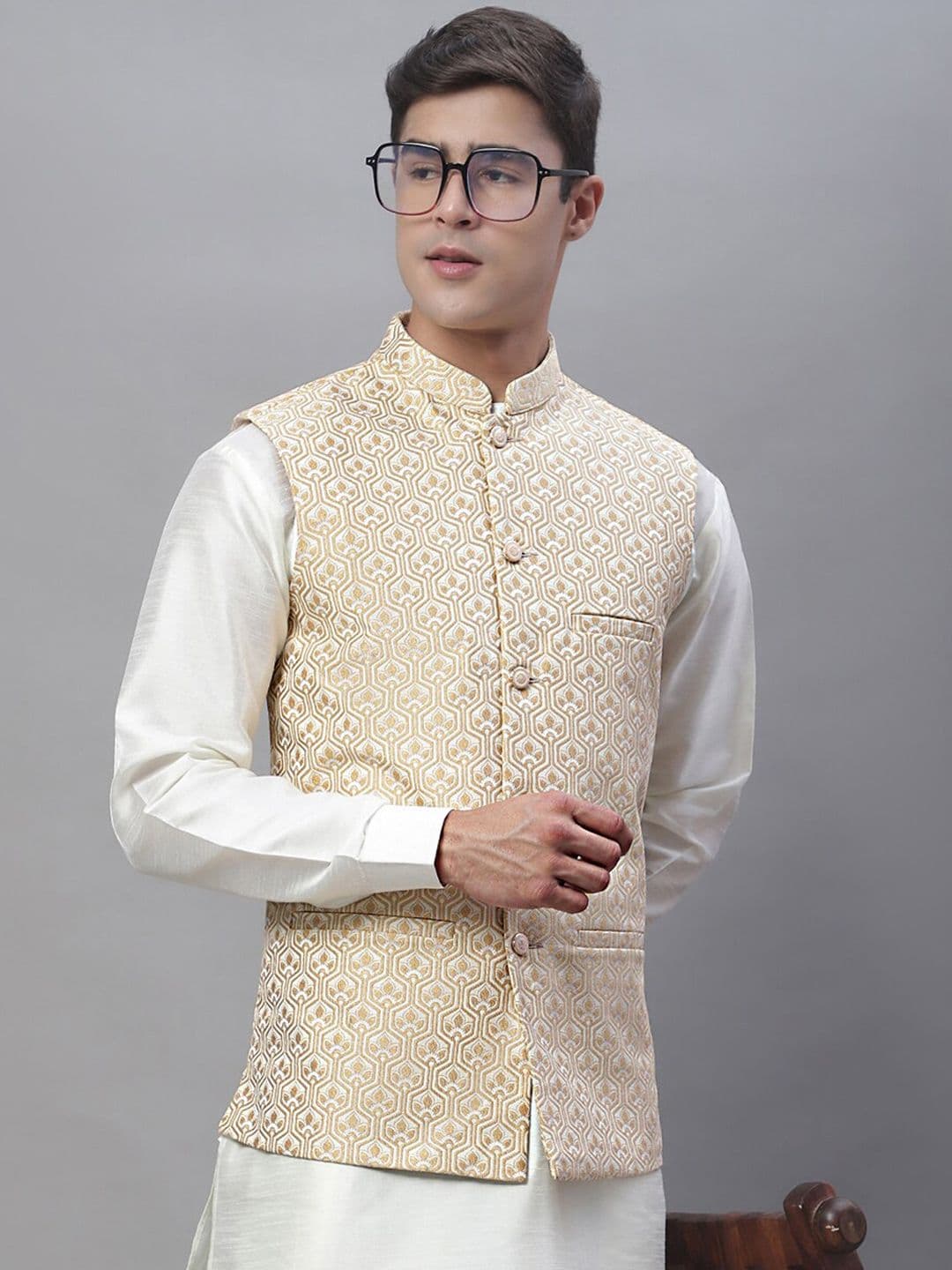 Anouk Men Woven Design Satin Jackets - view 1