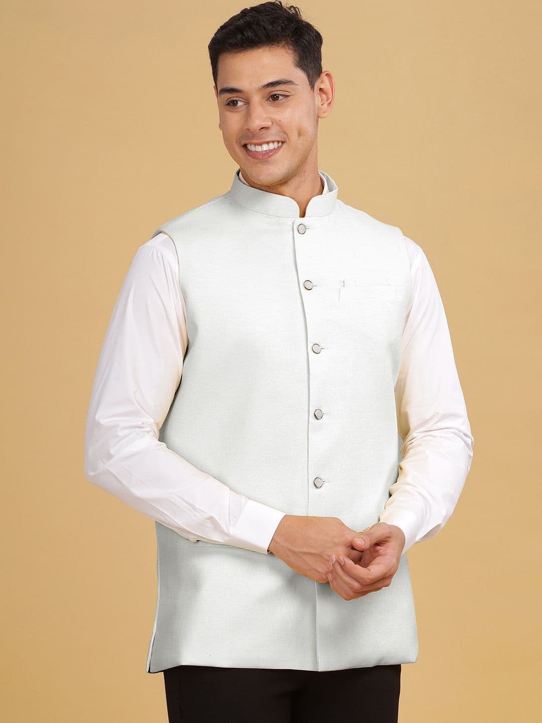 Anouk Men Mandarin Collar Sleeveless Nehru Jackets - view 1