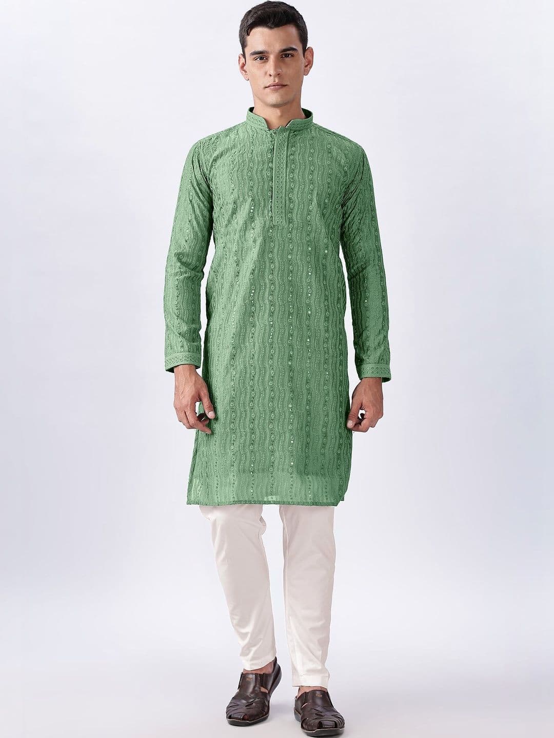 Anouk Men Geometric Embroidered Knee Length Kurta - view 1