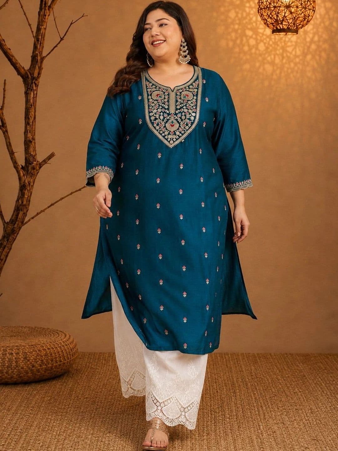 HOUSE OF SETHIA Women Embroidered Thread Work Kurta - view 1