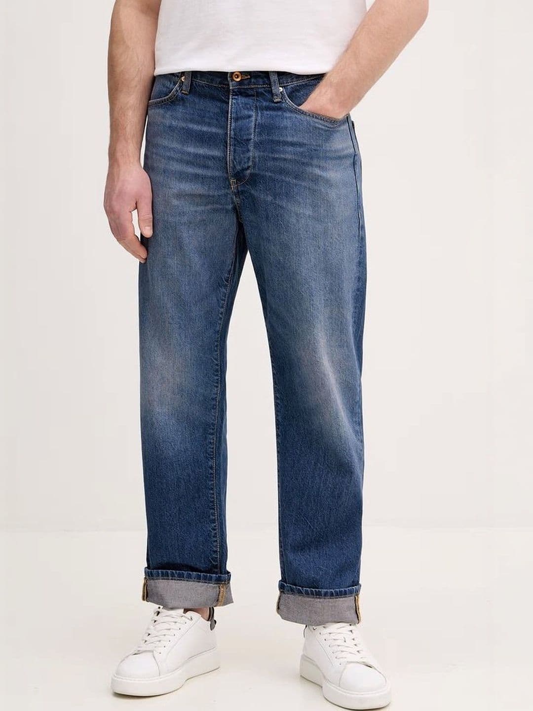 YAMEETFIT Men Jean Straight Fit Mid-Rise Low Distress Cuffed Hem Jeans - view 1
