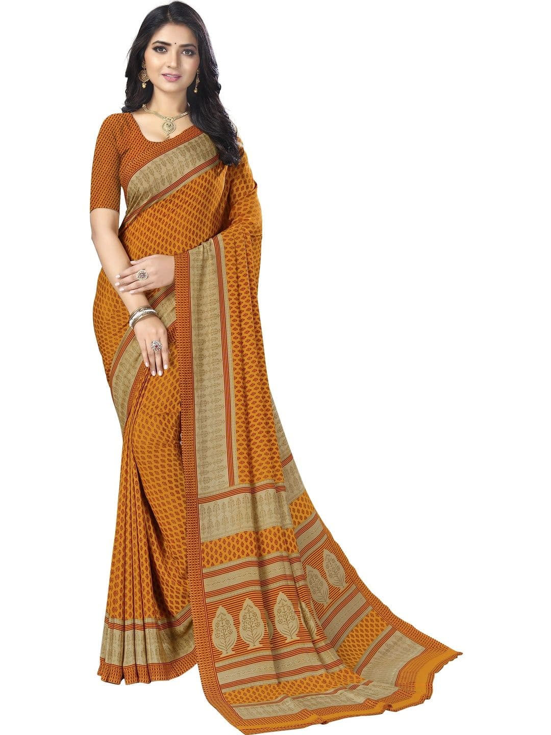 Novus Knitting Satin Saree - view 1