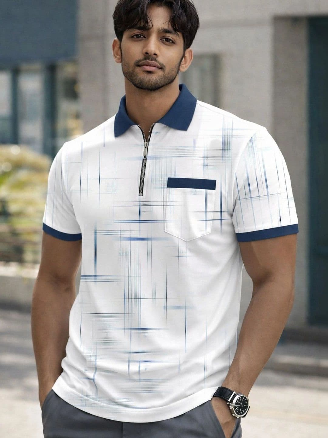 FLEXOTIC Men Printed Polo Collar Pockets T-shirt - view 1