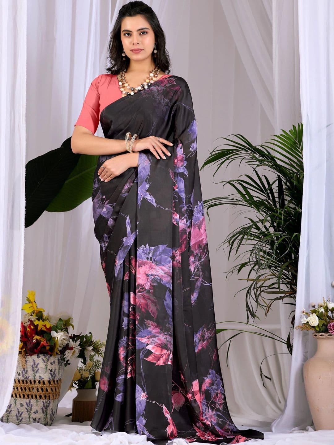P K SAREES Floral Zari Pure Georgette Fusion Kota Saree - view 1