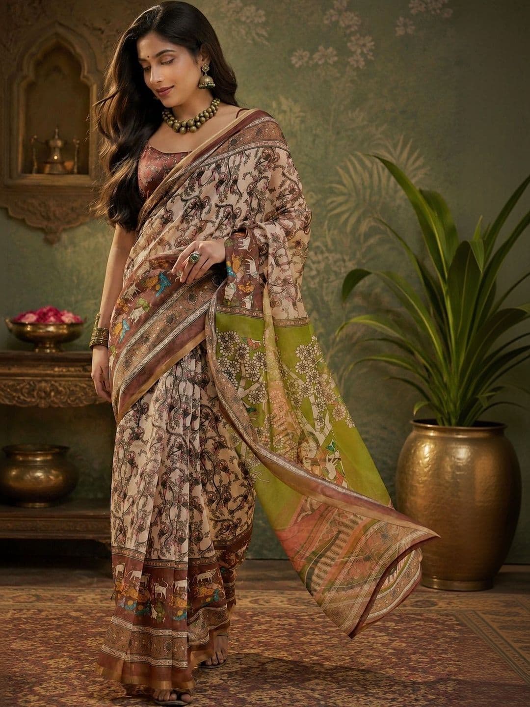 KALINI Linen Blend Designer Saree - view 1