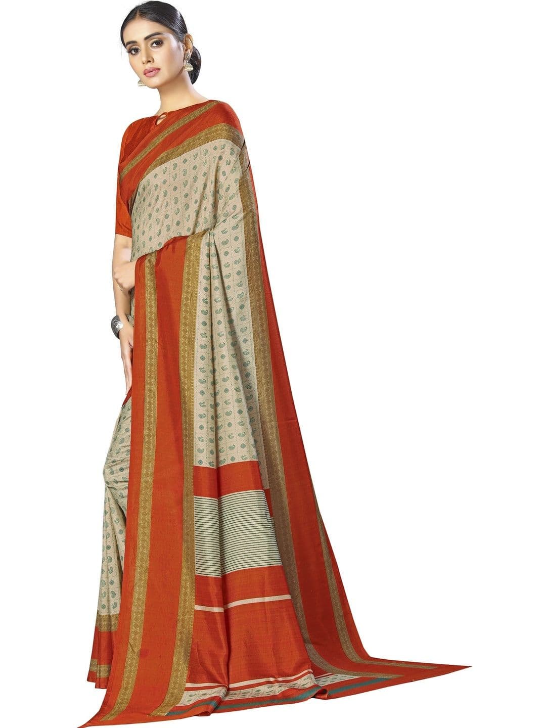 Novus Knitting Paisley Satin Saree - view 1