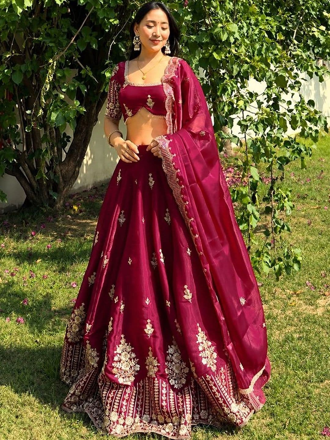 Moda Rapido Embroidered Semi-Stitched Lehenga & Unstitched Blouse Taping - view 1