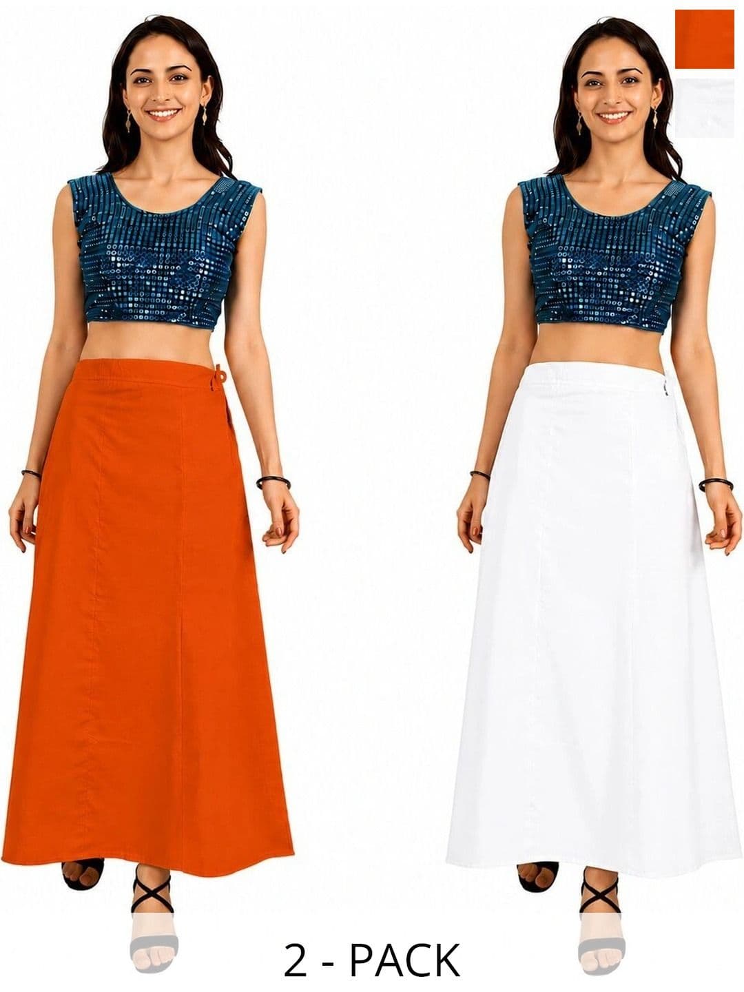 Preeti Creations Pack Of 2 Pure Cotton Saree Shapewear - view 1