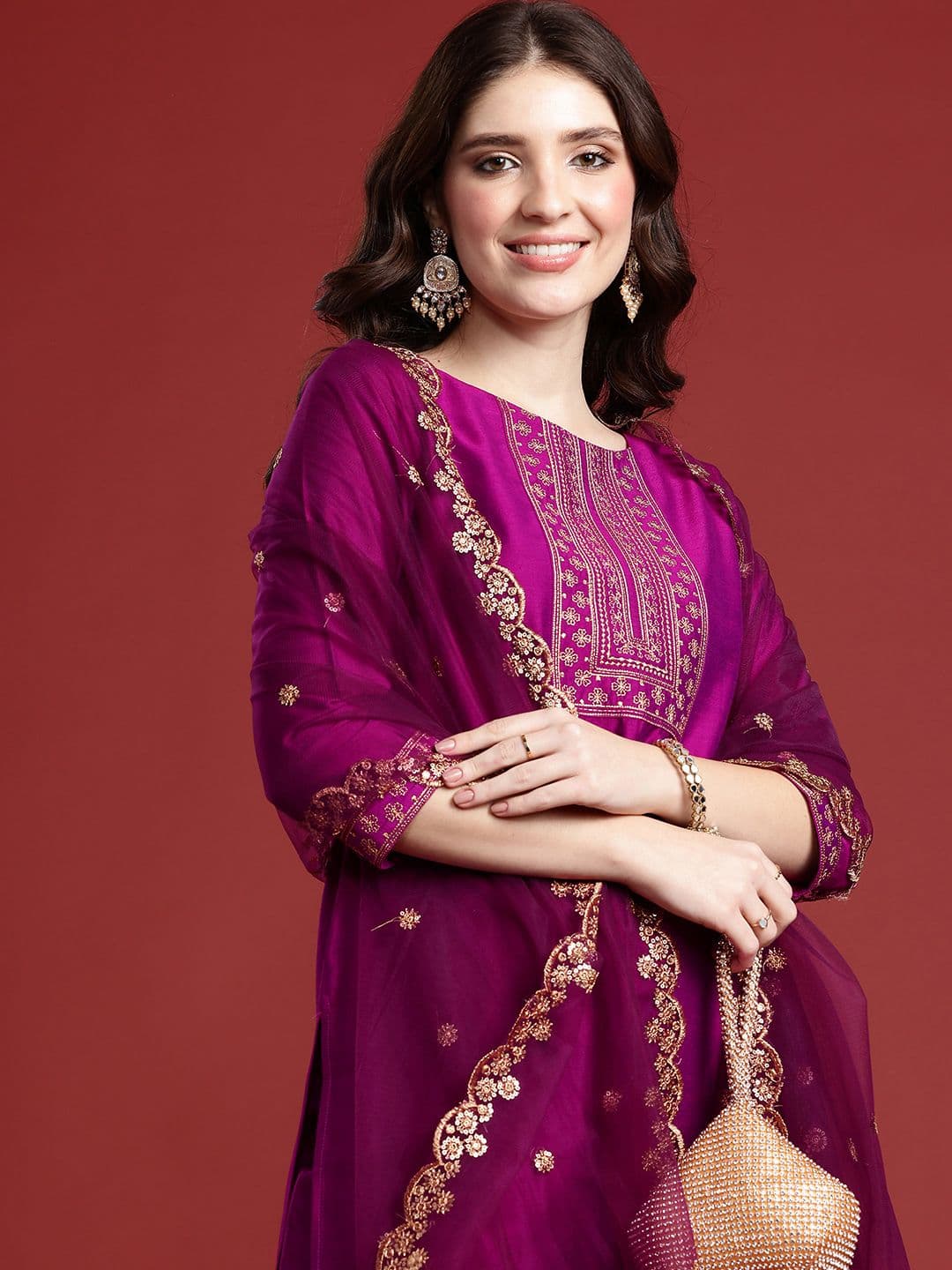 Anouk Women Ethnic Motifs Embroidered Regular Kurta with Trousers & With Dupatta - view 1