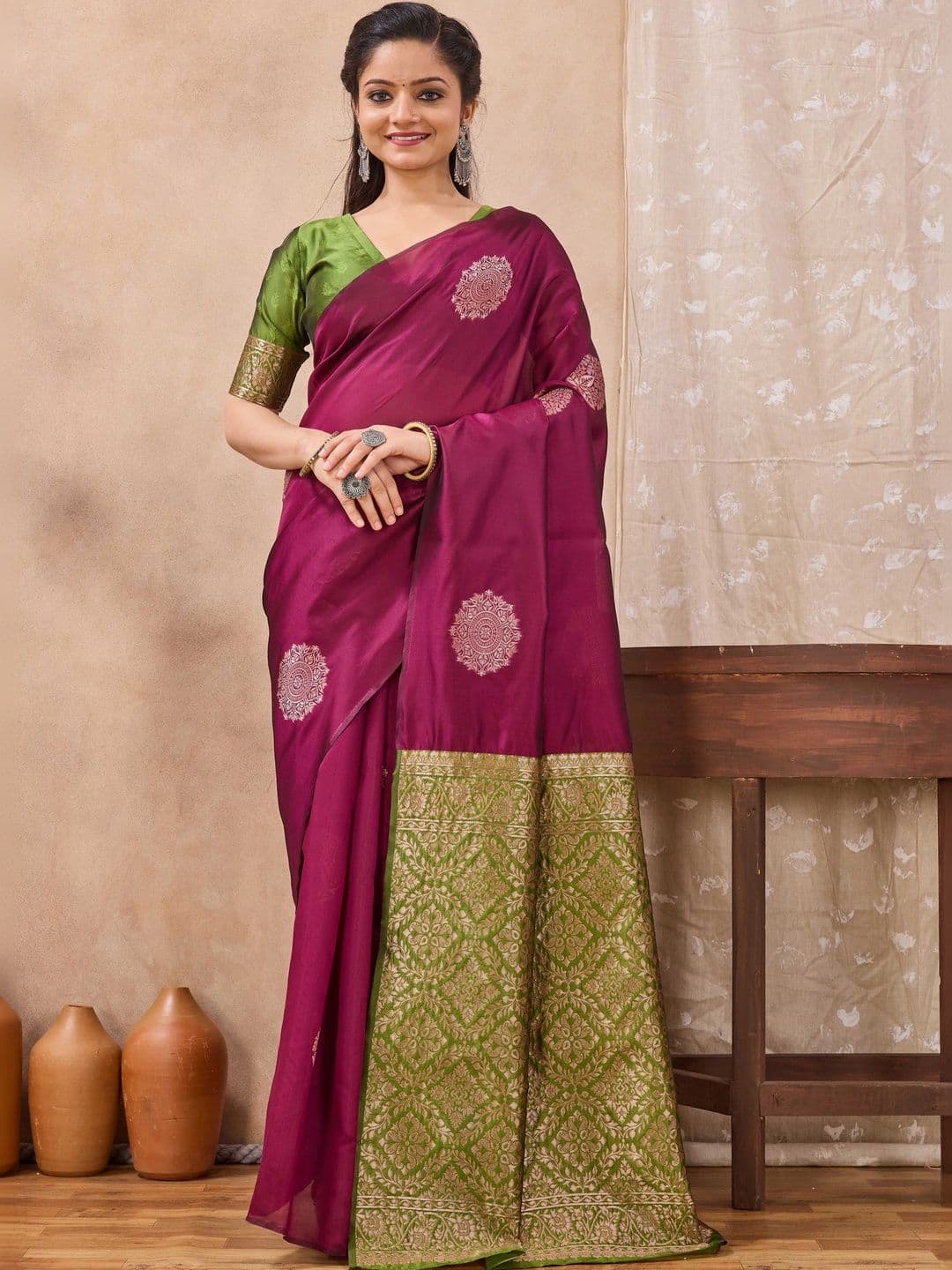 Moda Rapido Ethnic Motifs Zari Silk Cotton Banarasi Saree - view 1