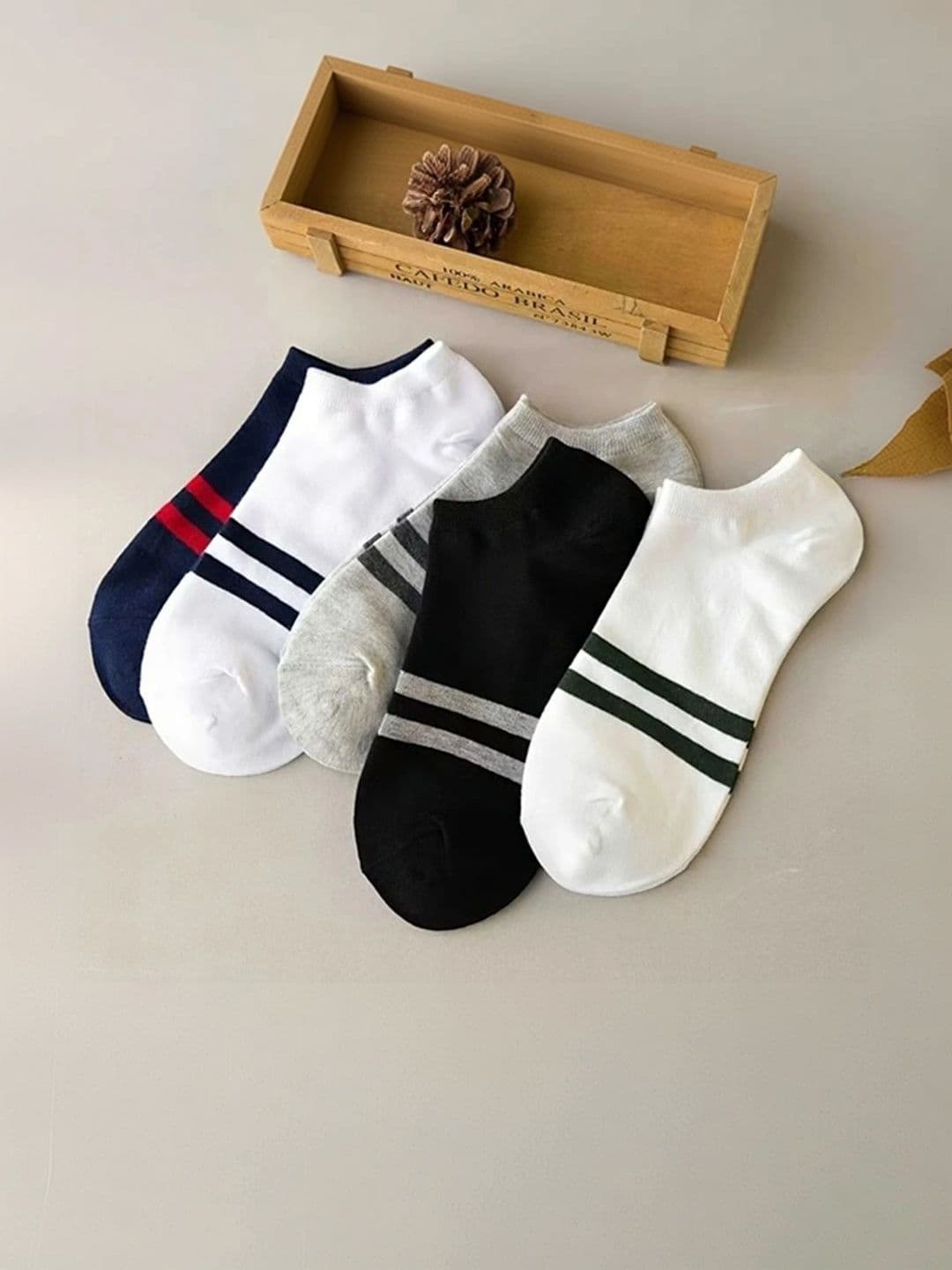 SONEEV MART Unisex Pack of 5 Cotton Striped Ankle Length Socks - view 1