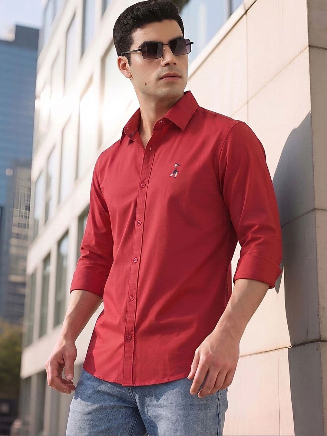 Thomas Scott Men Regular Fit Spread Collar Solid Cotton Casual Shirt - view 1