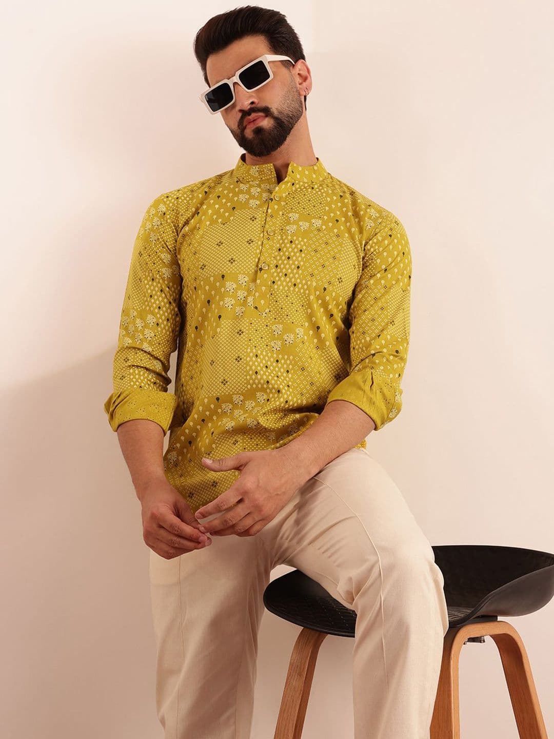 Anouk Ethnic Motifs Printed Mandarin Collar Short Kurta - view 1