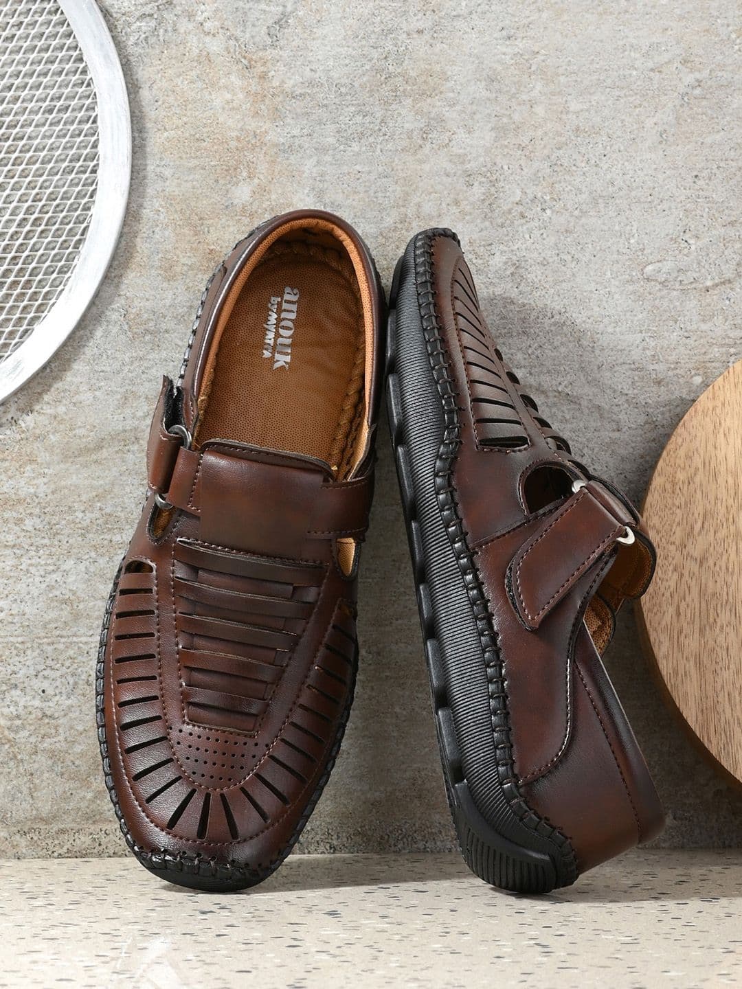 Anouk Men Brown Synthetic Leather Fisherman Sandals - view 1