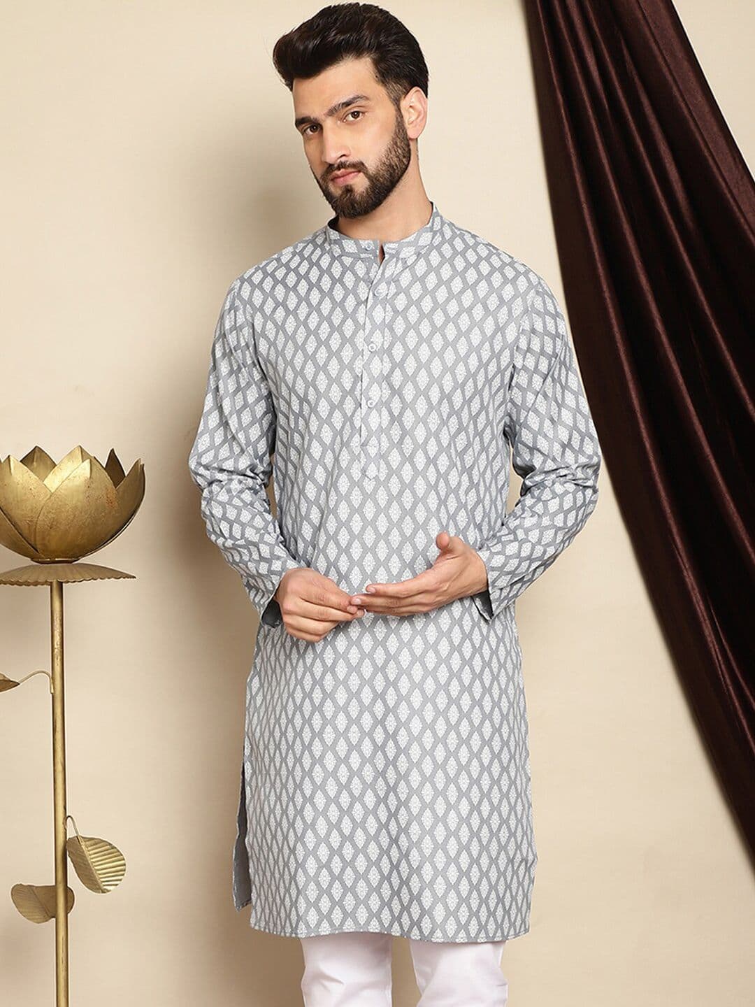 Anouk Ethnic Motifs Printed Cotton Linen Straight Kurta - view 1