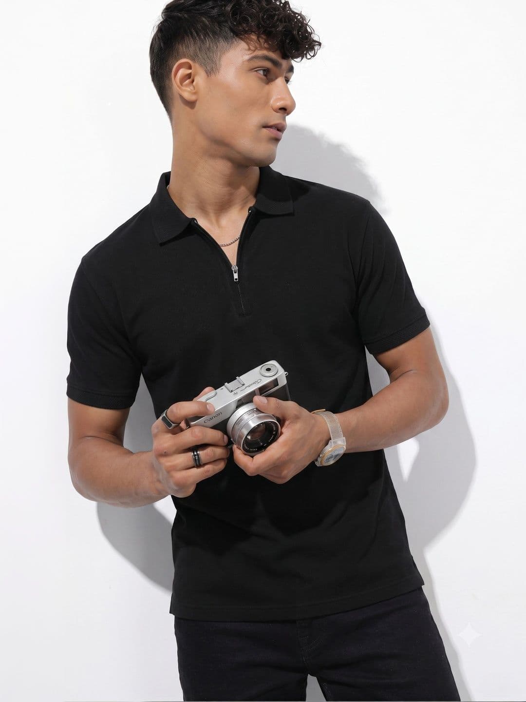 R.Code by The Roadster Life Co. Men Polo Collar Pure Cotton T-shirt - view 1