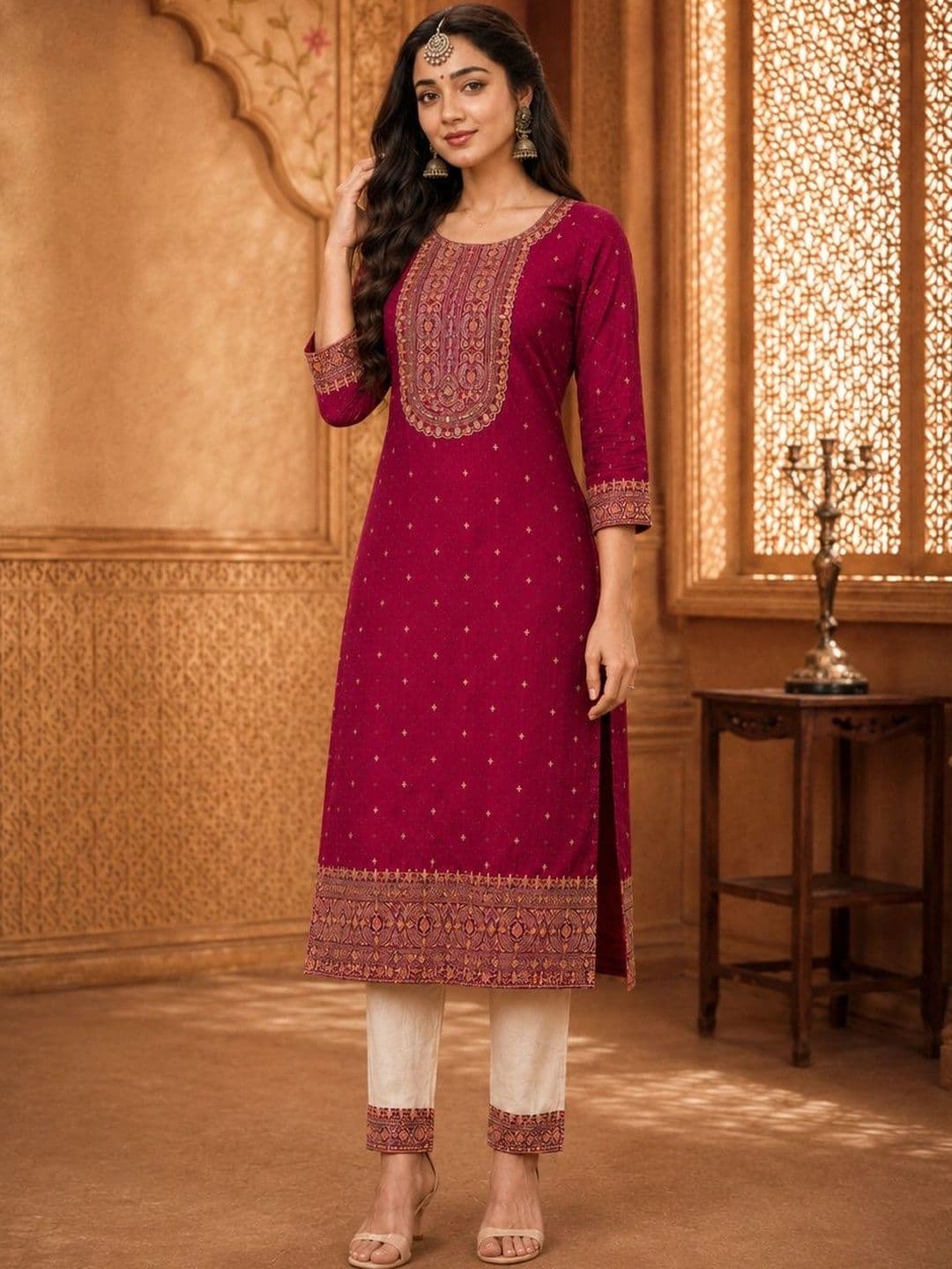 HOUSE OF SETHIA Women Embellished Thread Work Kurta - view 1