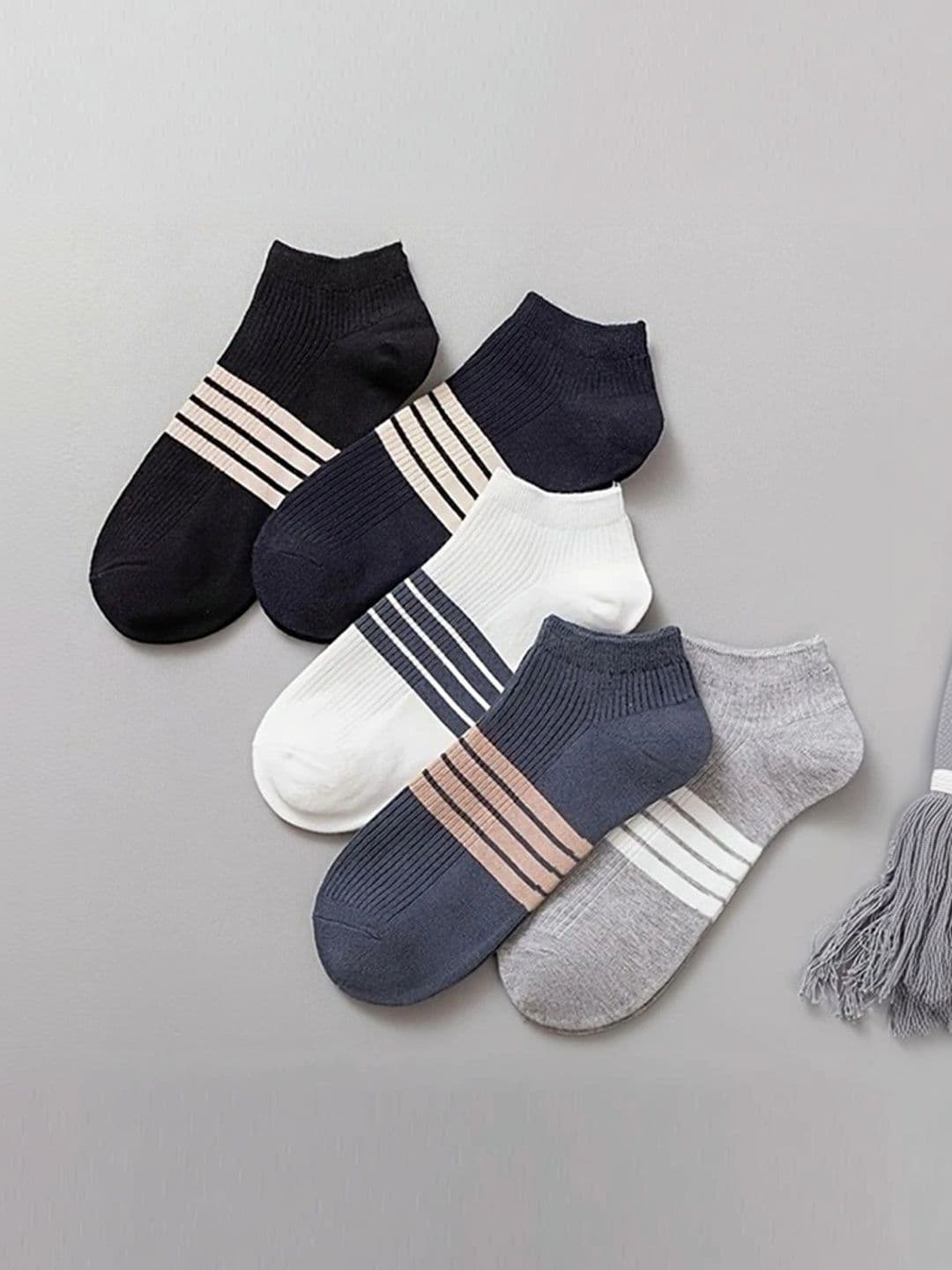 SONEEV MART Unisex Pack of 5 Cotton Striped Ankle Length Socks - view 1
