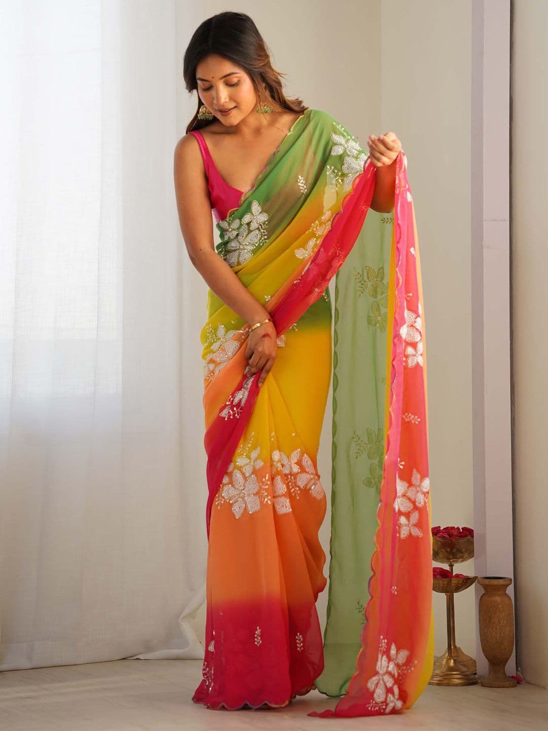 Anouk Ombre Sequinned Pure Georgette Saree - view 1
