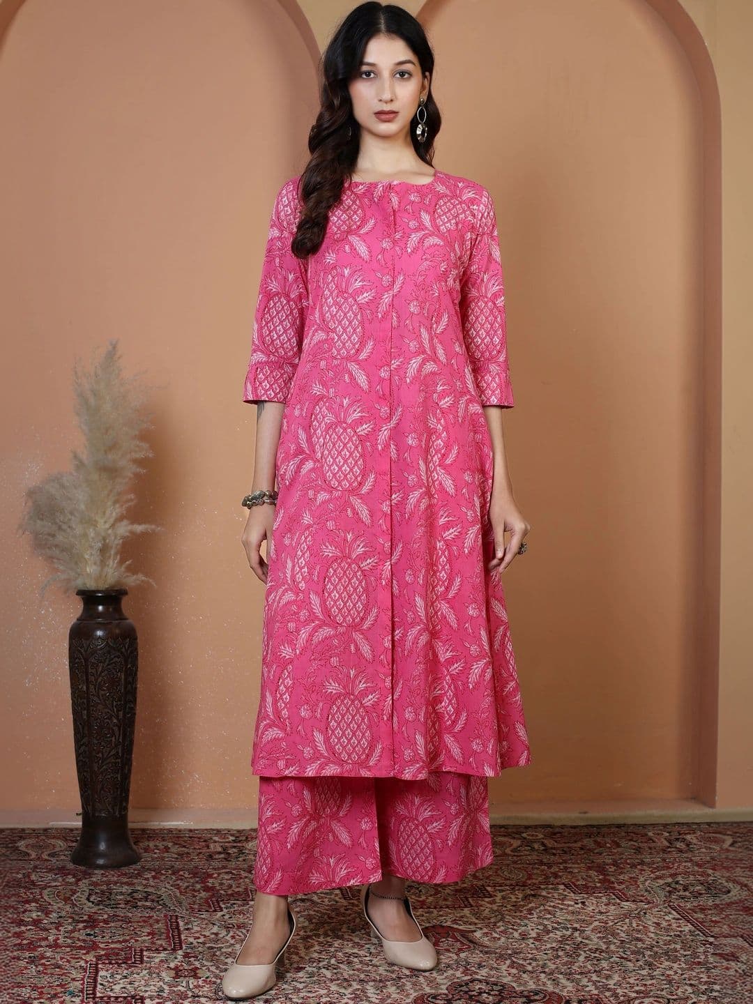 COTTON CULTURE Women Ethnic Motifs Printed Regular Pure Cotton Kurta with Trousers - view 1