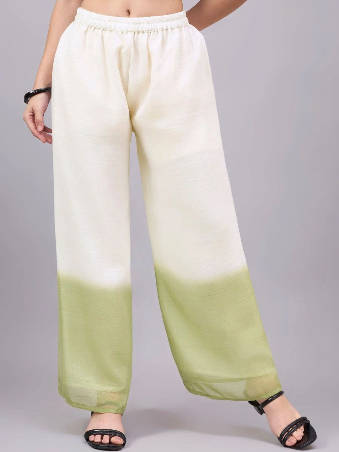 BANJANAN Women Colourblocked Knitted Georgette Ethnic Palazzos - view 1