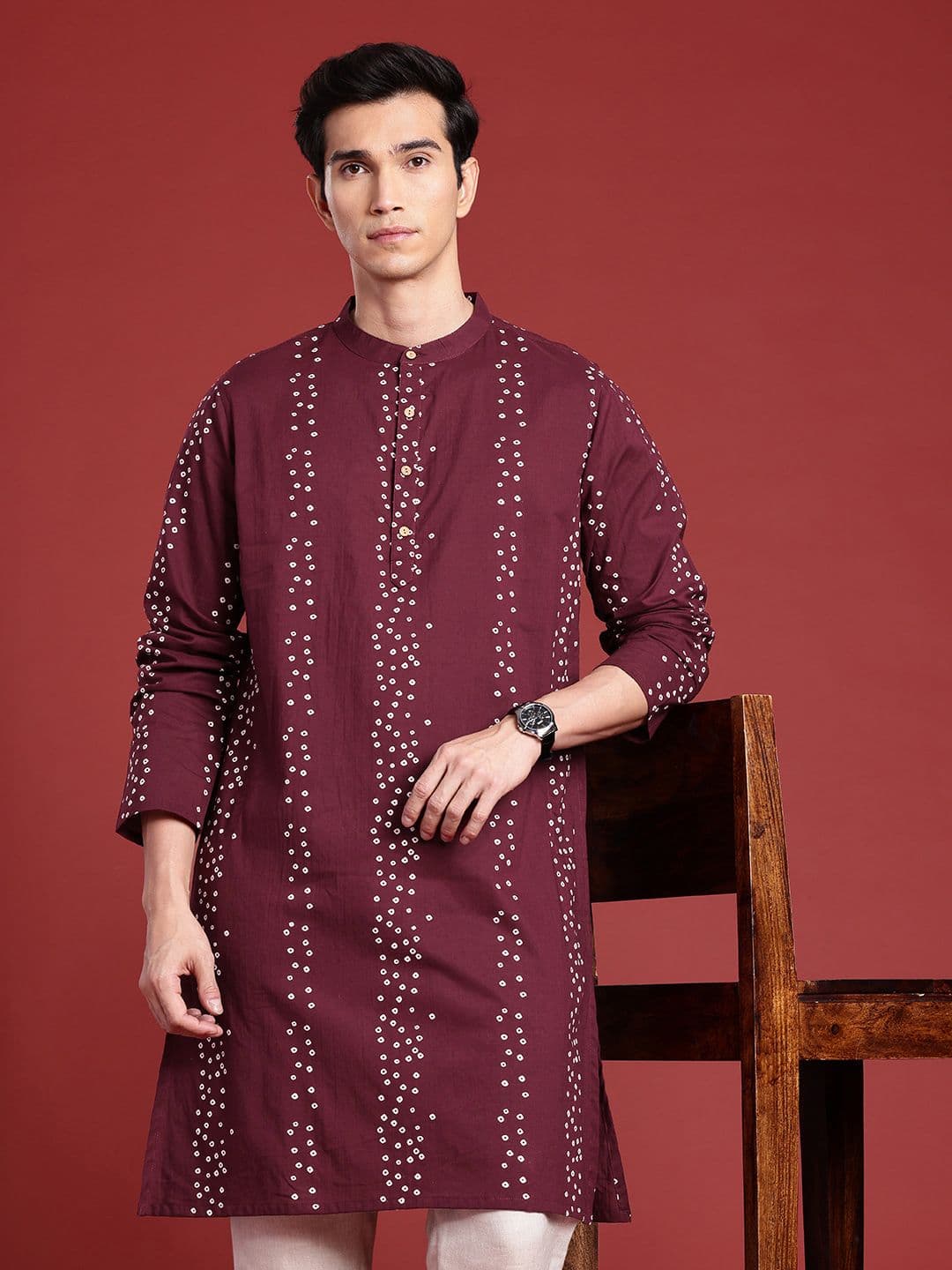 Anouk Men Bandhani Printed Pure Cotton Kurta - view 1