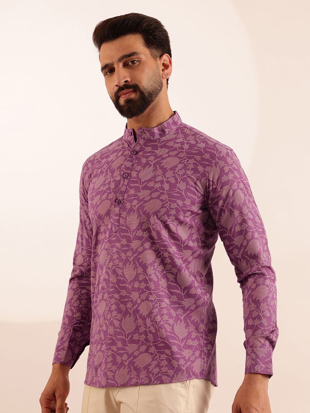 Anouk Men Floral Printed Mandarin Collar Kurta - view 1