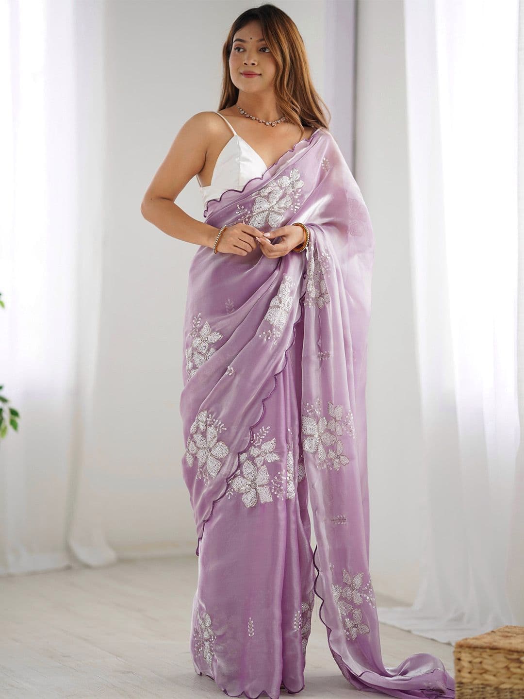 Anouk Embellished Sequinned Organza Saree - view 1