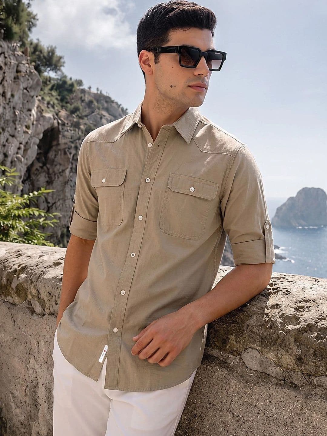 Thomas Scott Men Roll-Up Sleeve Regular Fit Cotton Casual Shirt - view 1