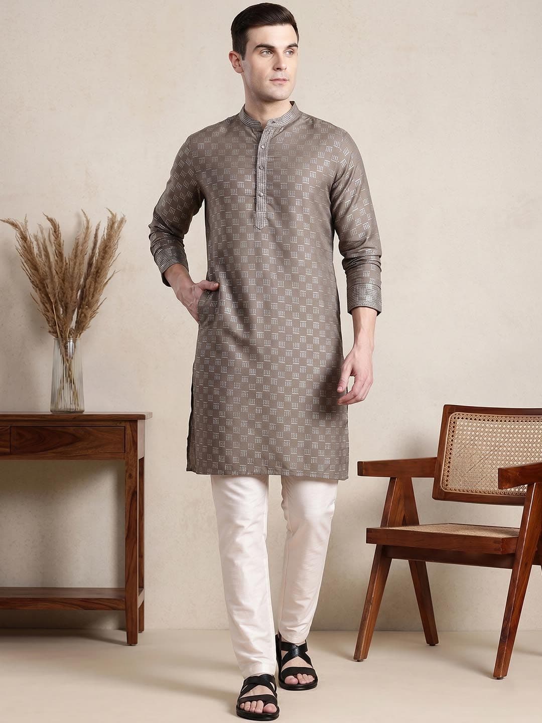 Anouk Printed Thread Work Straight Kurta - view 1