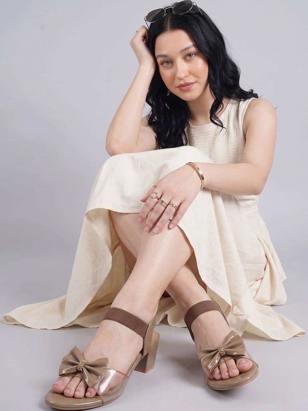 Denill Block Sandals with Bows - view 1