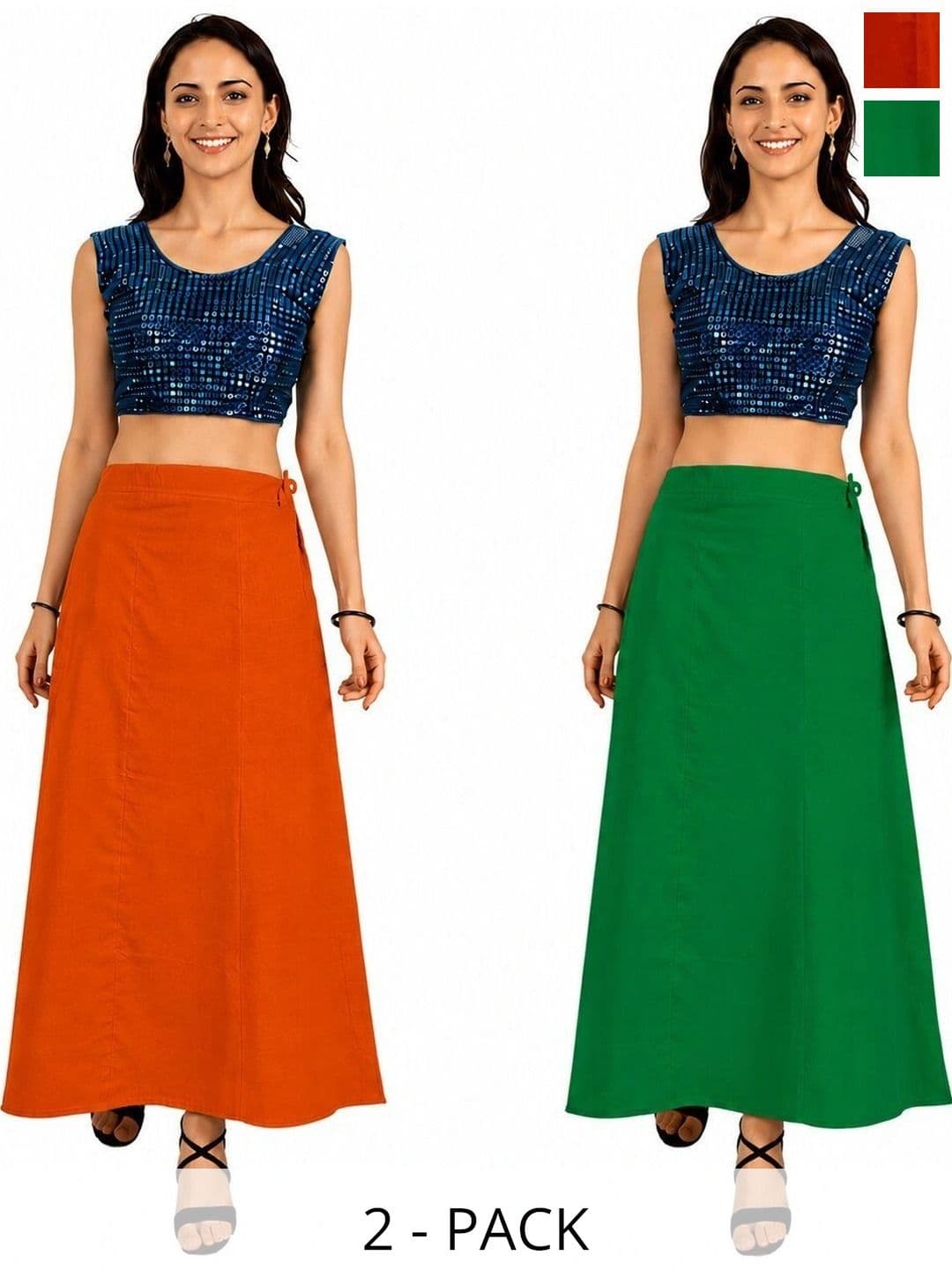 Preeti Creations Pack Of 2 Pure Cotton Saree Shapewear - view 1