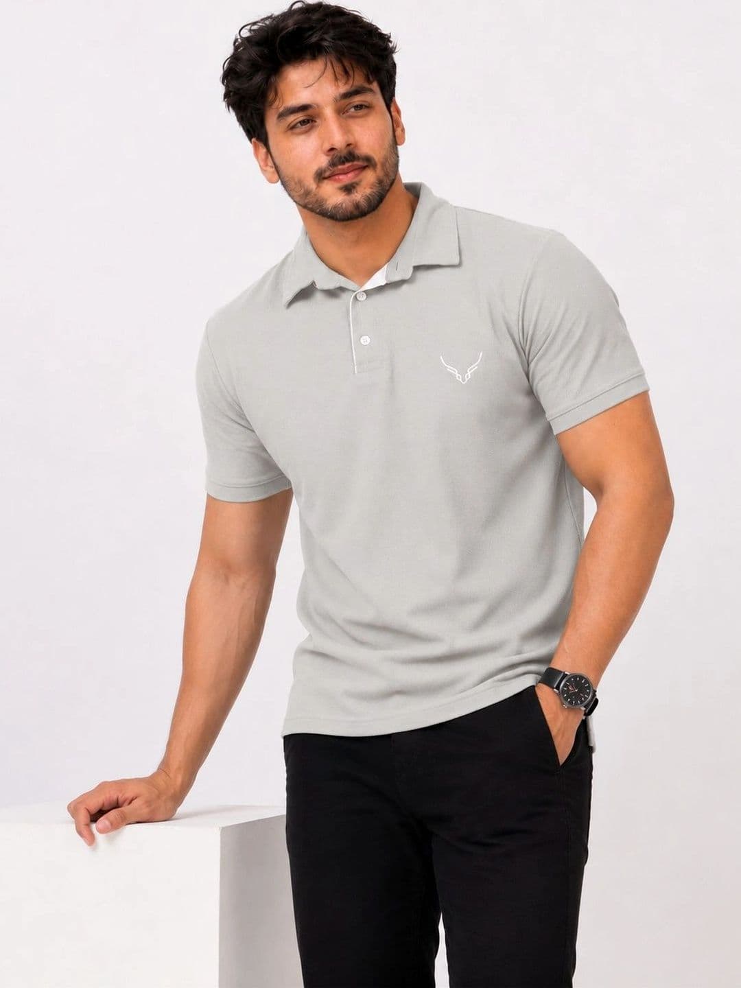 AVRIE Men Brand Logo Polo Collar T-shirt - view 1