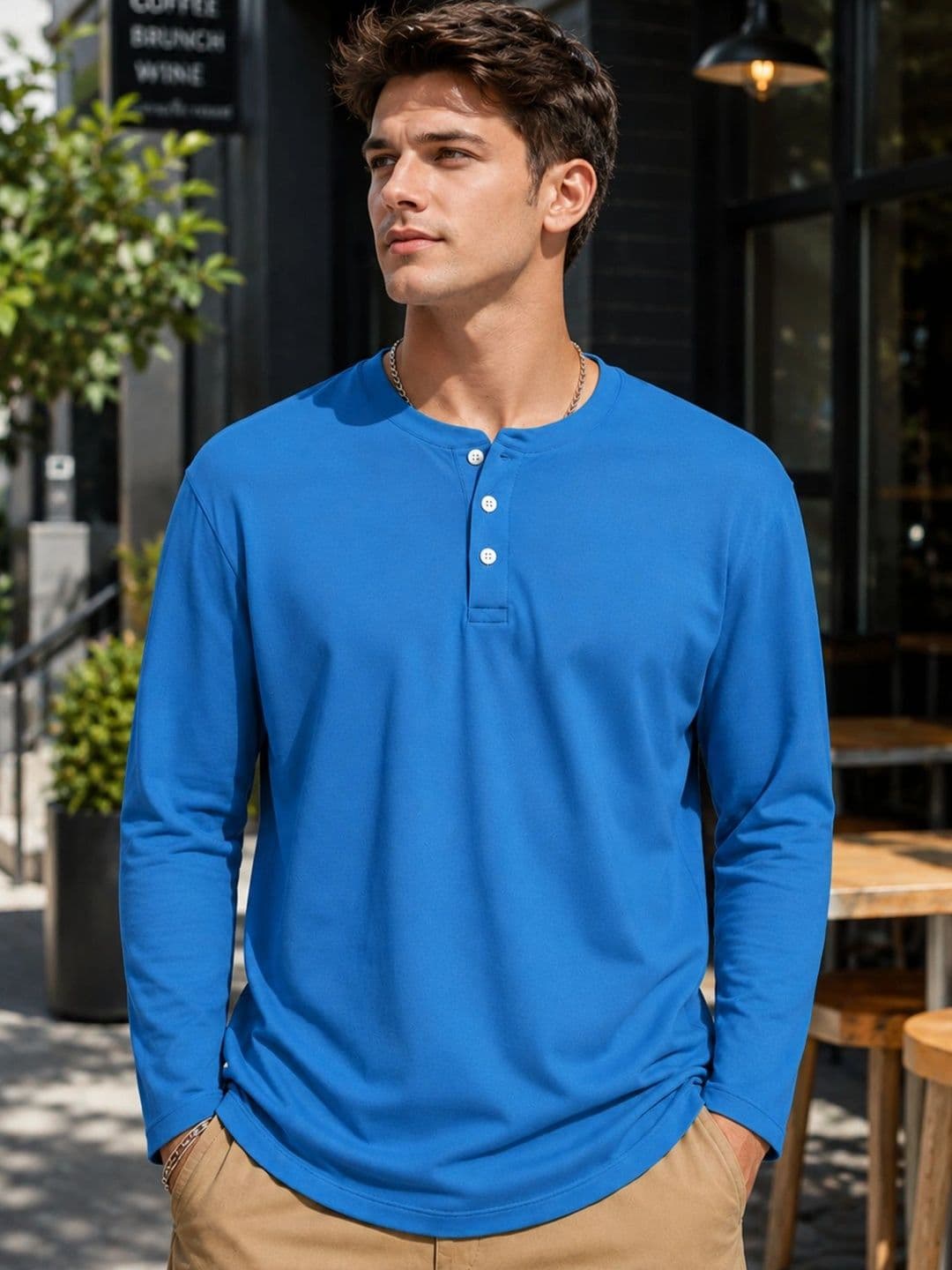 London Hills Men Henley Neck T-shirt - view 1