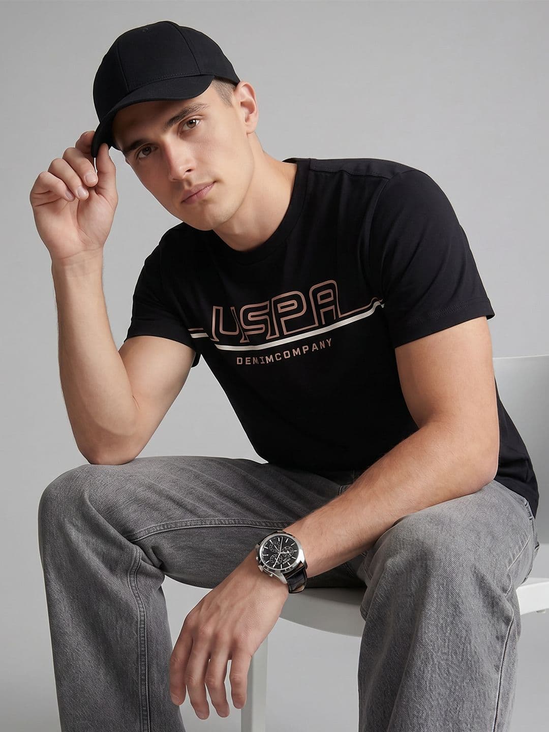U.S. Polo Assn. Denim Co. Brand Logo Printed Pure Cotton T-shirt - view 1