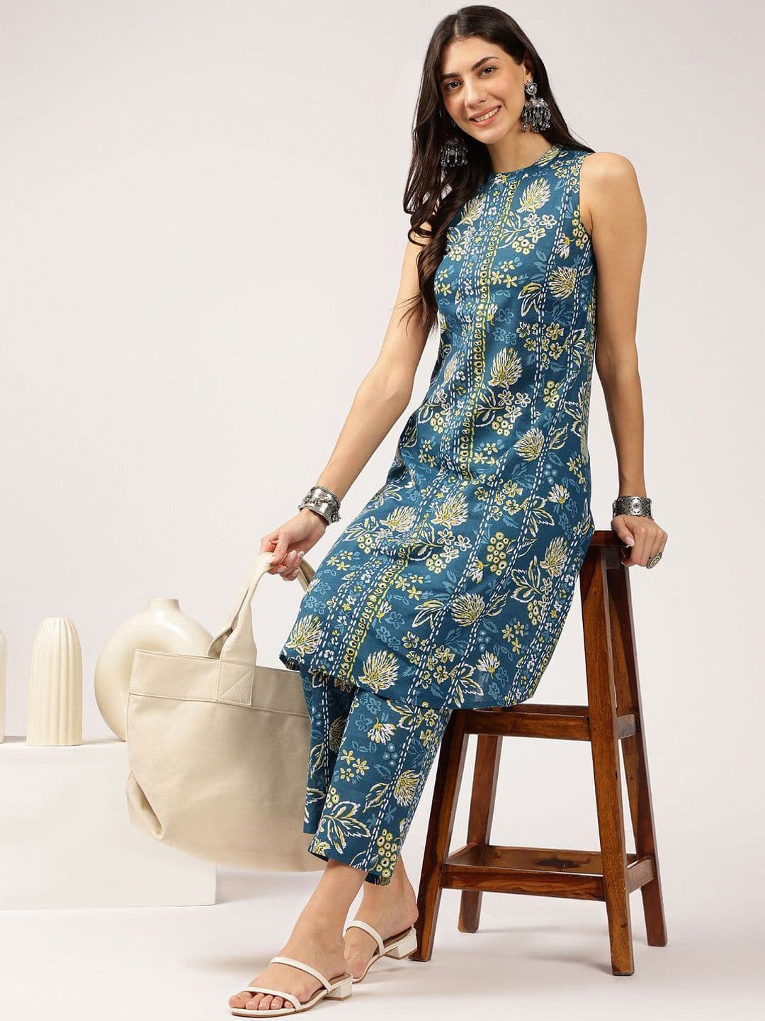 Anouk Floral Printed Cotton Tunic & Palazzos - view 1