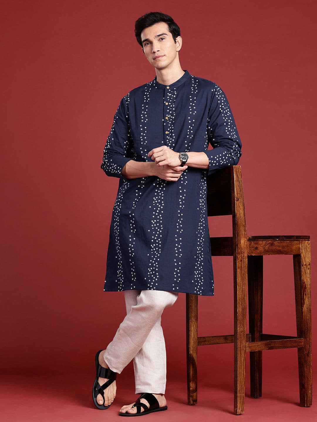 Anouk Men Bandhani Printed Pure Cotton Kurta - view 1
