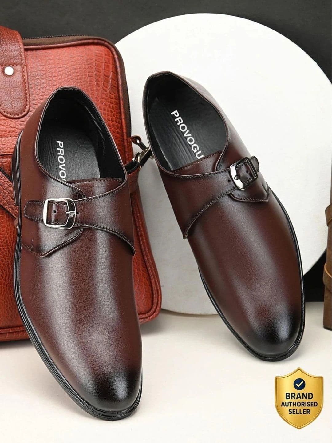 Provogue Men Pointed Toe Buckle Formal Monk Shoes - view 1