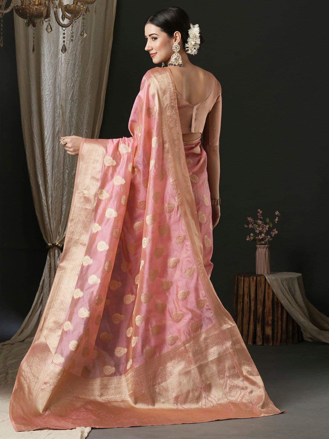 Anouk Ethnic Motifs Zari Organza Banarasi Saree - view 1