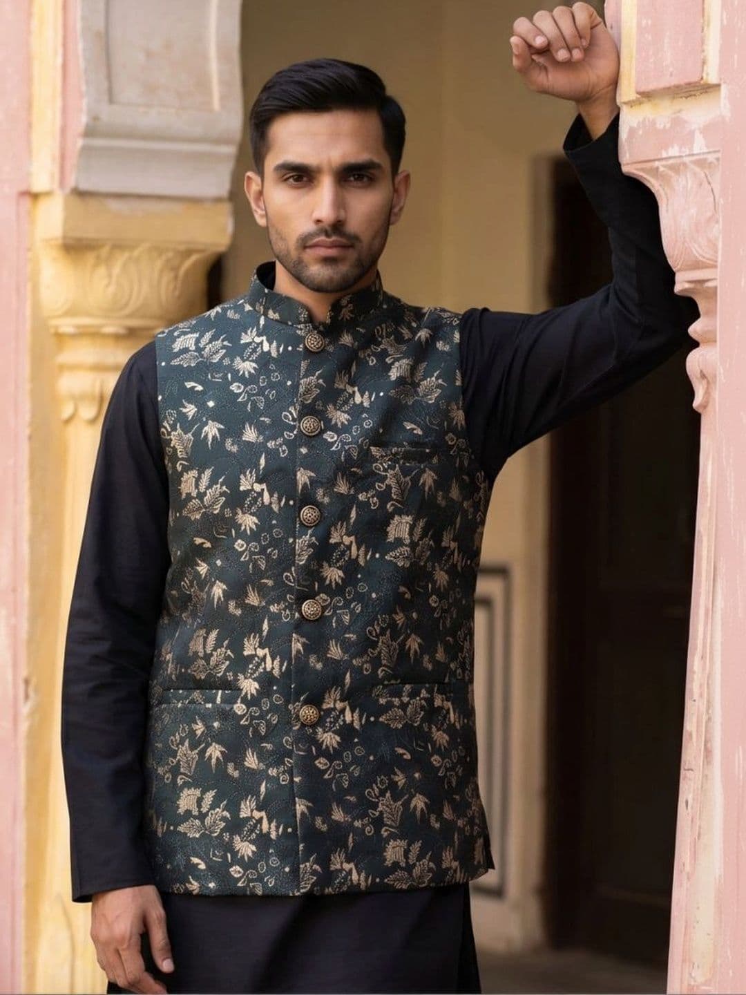 Jompers Woven Design Nehru Jackets - view 1