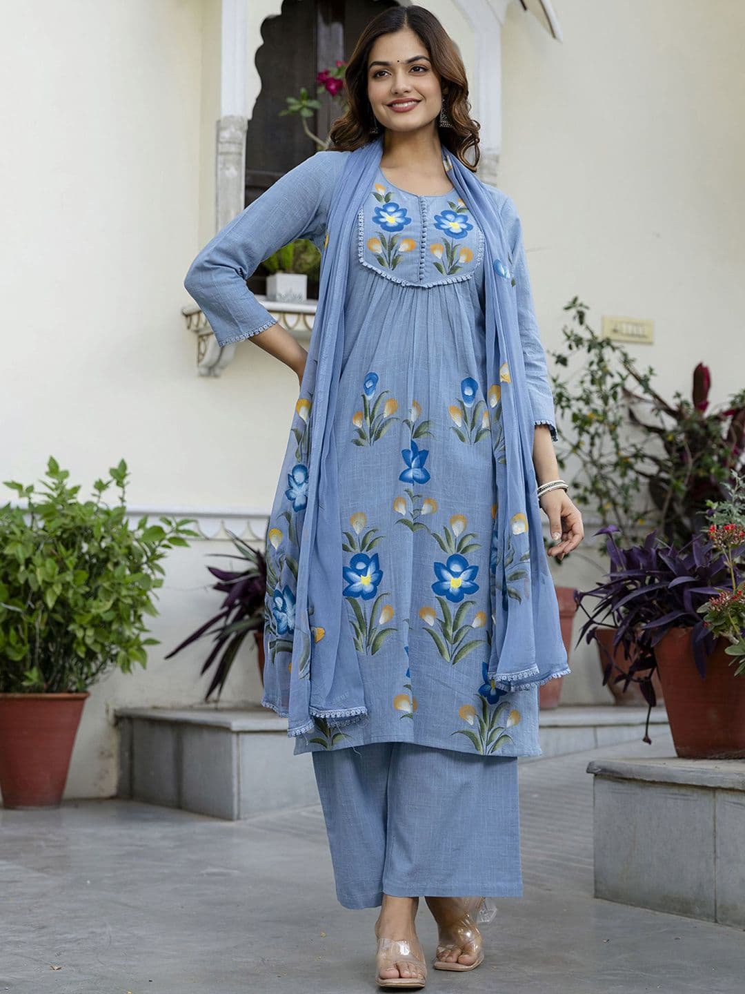 Anouk Women Floral Printed Regular Pure Cotton Kurta Sets - view 1